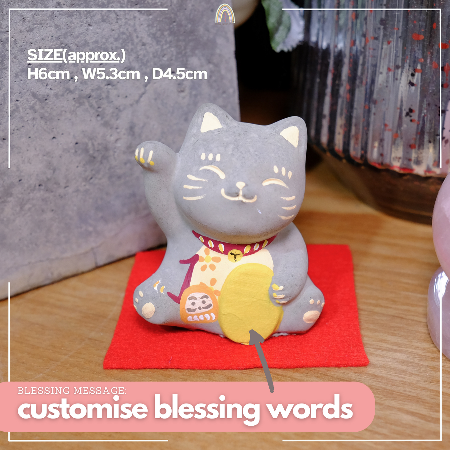 Smile Blessing Cat |「1」| Handmade Customise Concrete Maneki-neko