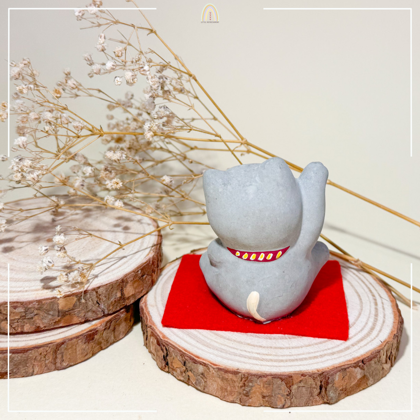 Smile Blessing Cat |「1」| Handmade Customise Concrete Maneki-neko