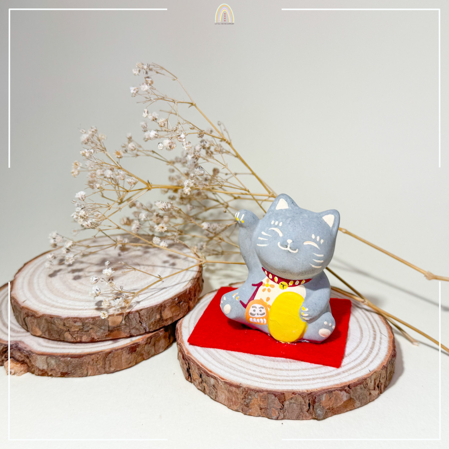 Smile Blessing Cat |「1」| Handmade Customise Concrete Maneki-neko