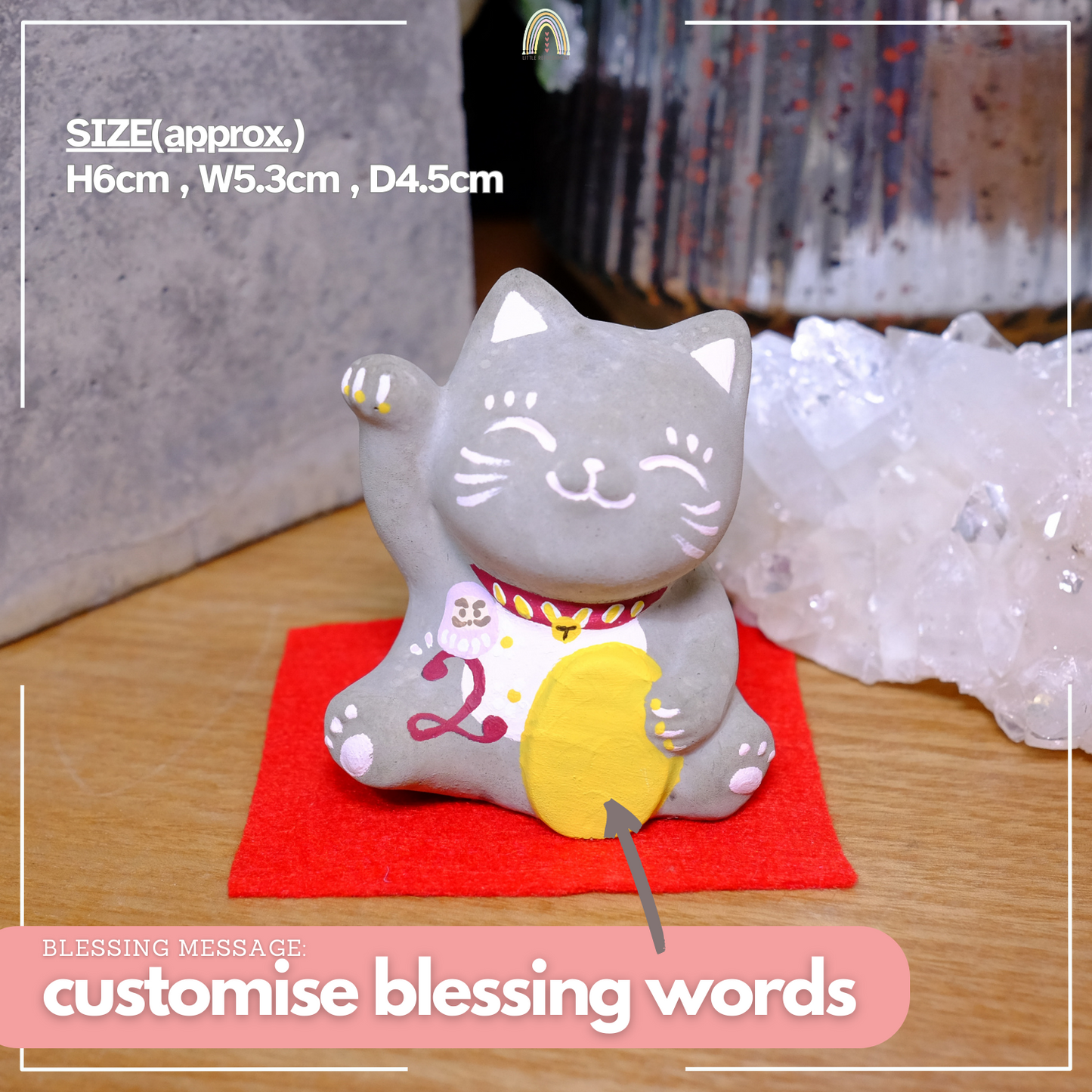 Smile Blessing Cat |「2」| Handmade Customise Concrete Maneki-neko