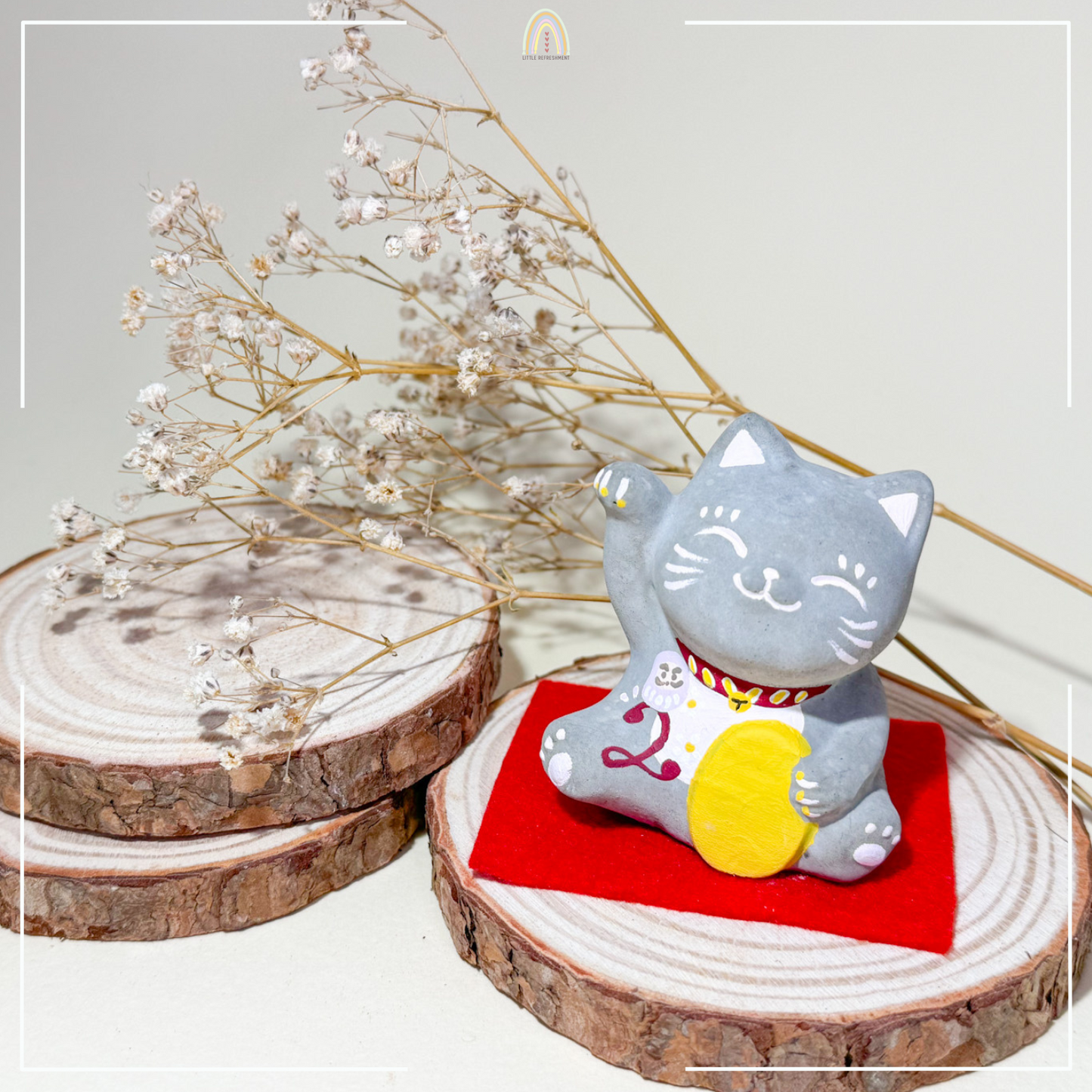 Smile Blessing Cat |「2」| Handmade Customise Concrete Maneki-neko