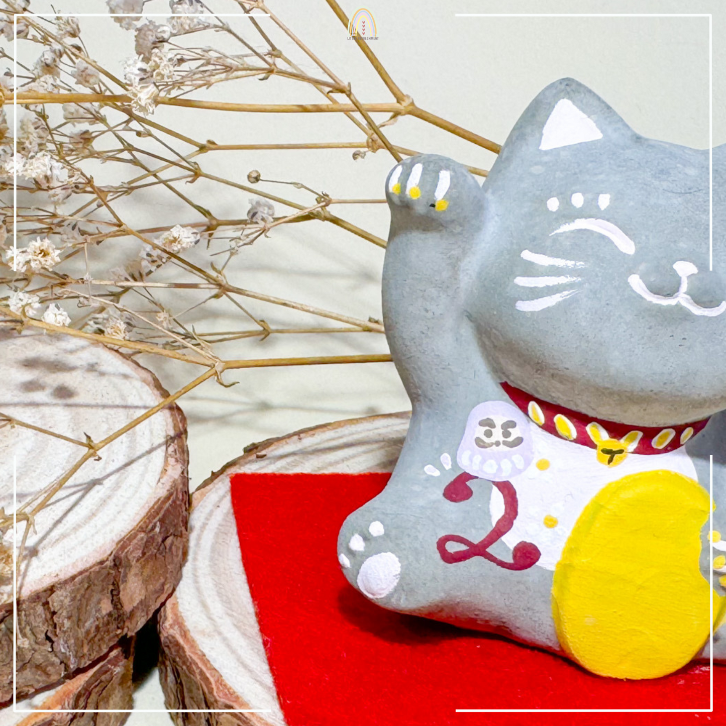 Smile Blessing Cat |「2」| Handmade Customise Concrete Maneki-neko