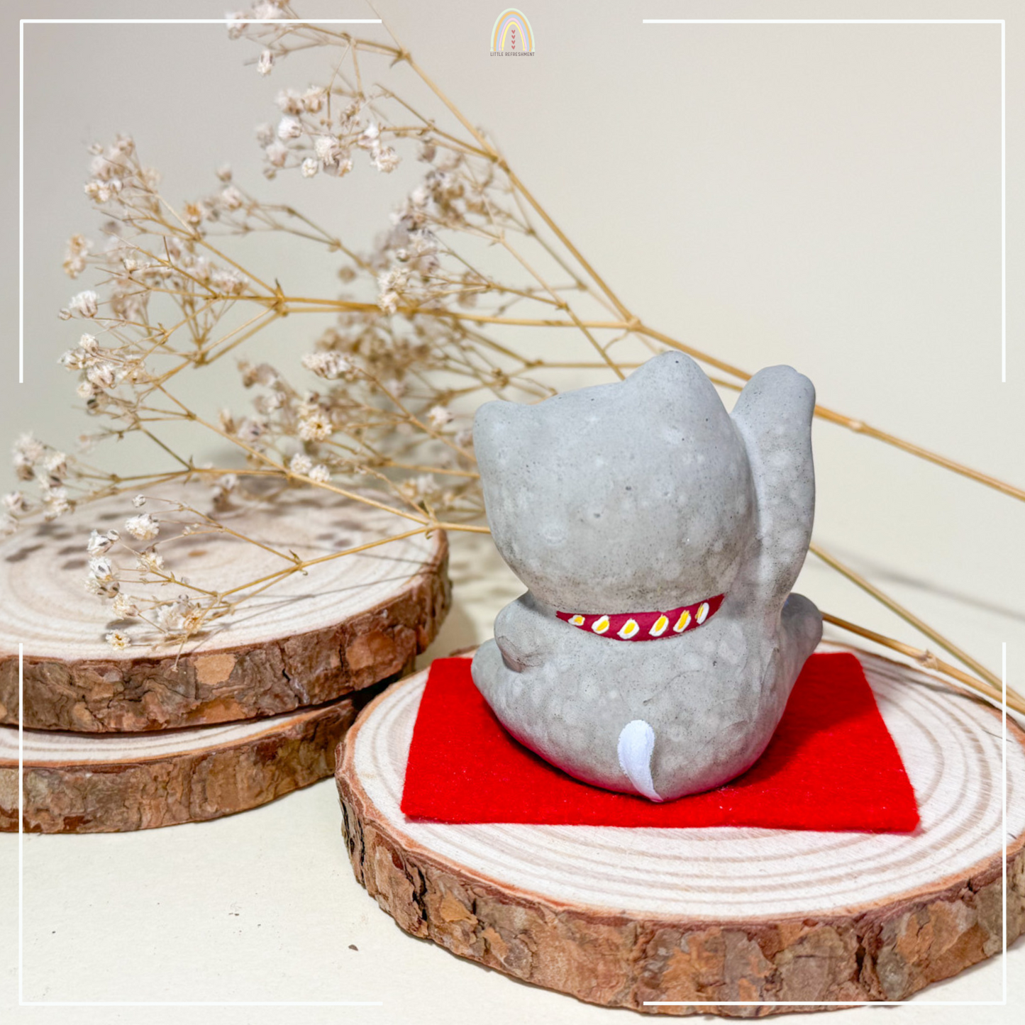 Smile Blessing Cat |「3」| Handmade Customise Concrete Maneki-neko