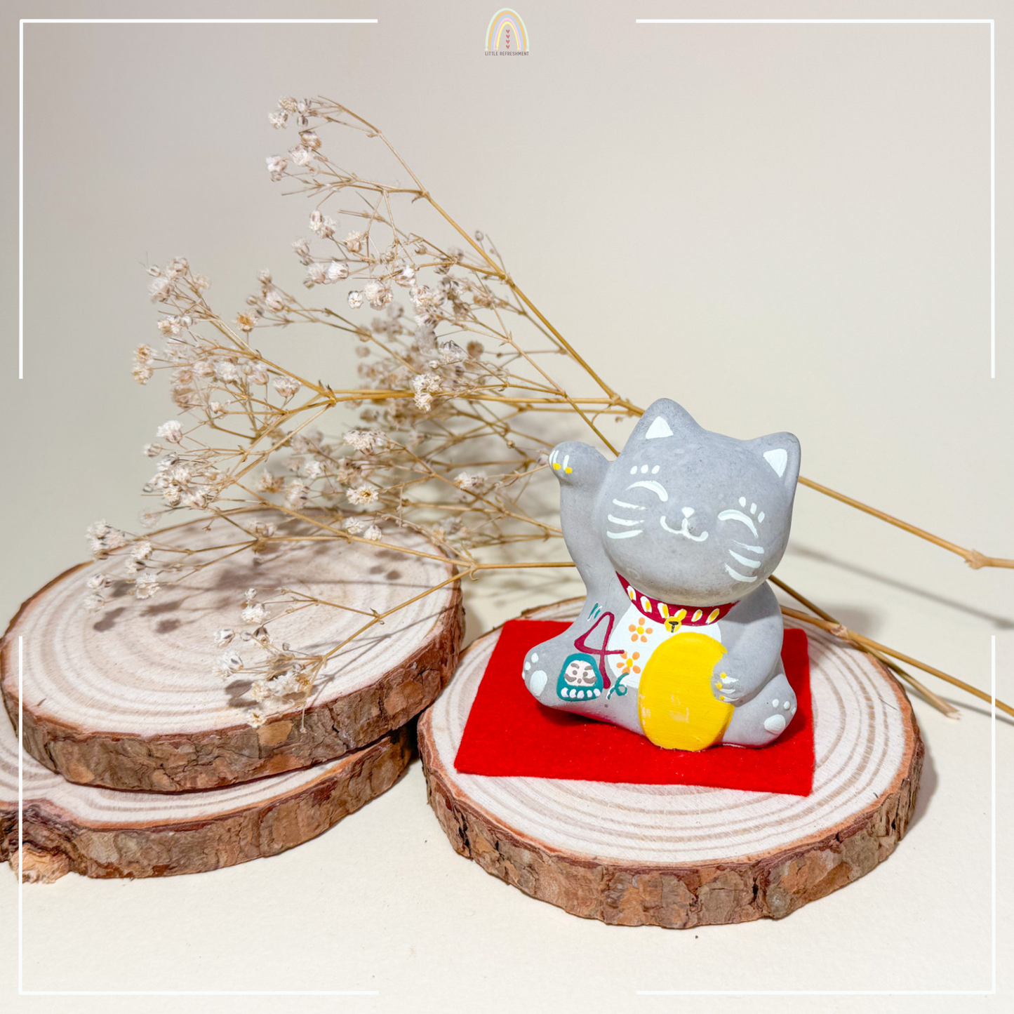 Smile Blessing Cat |「4」| Handmade Customise Concrete Maneki-neko