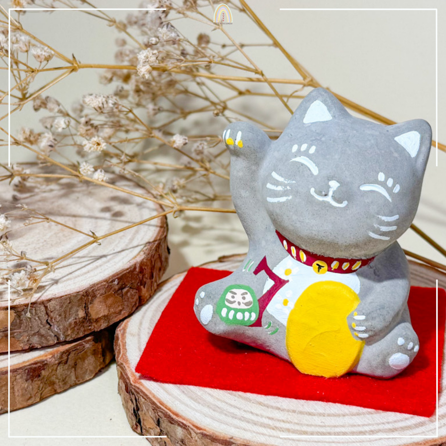 Smile Blessing Cat |「7」| Handmade Customise Concrete Maneki-neko