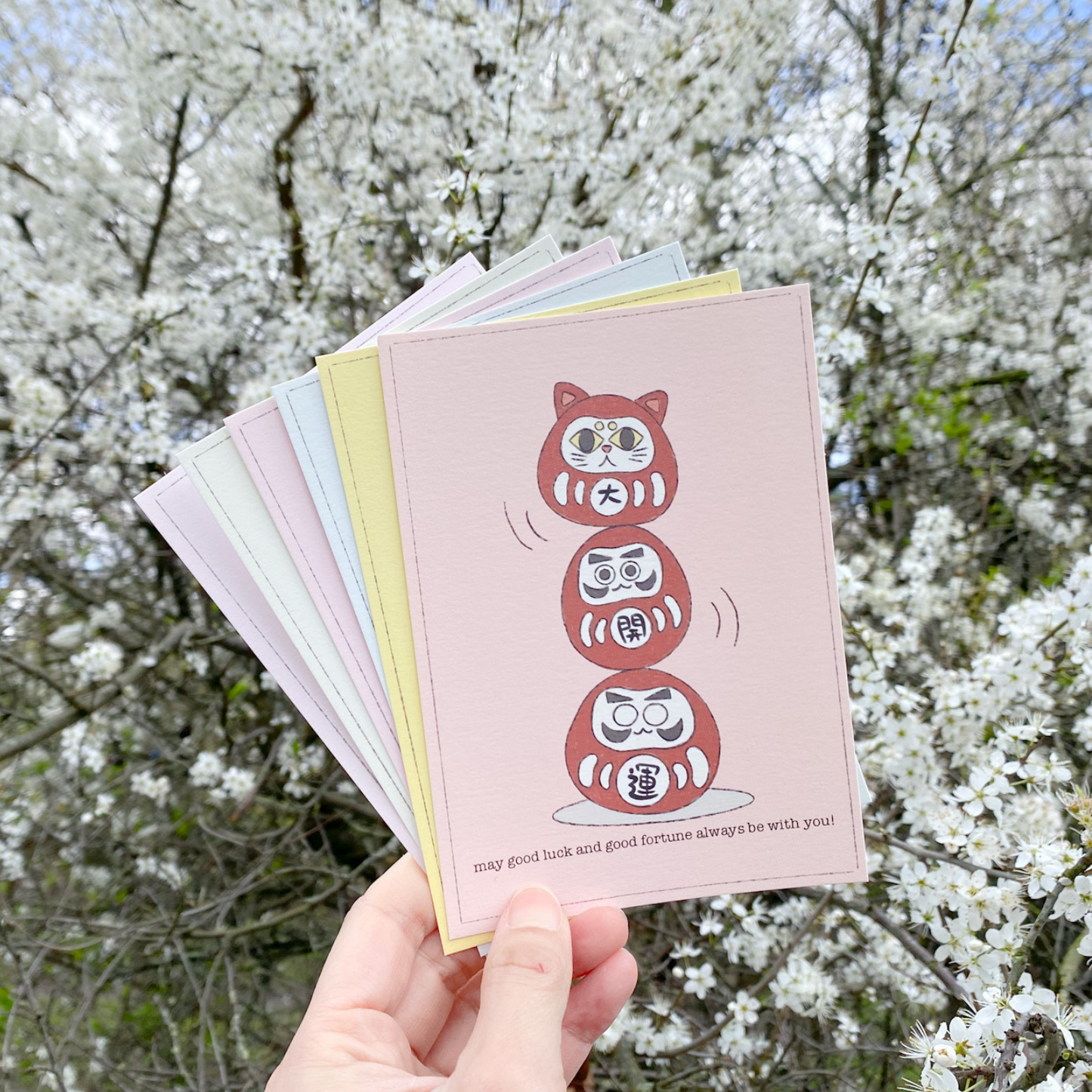 Make a Wish Daruma | Red | Original Design A6 Prints Blessing Card