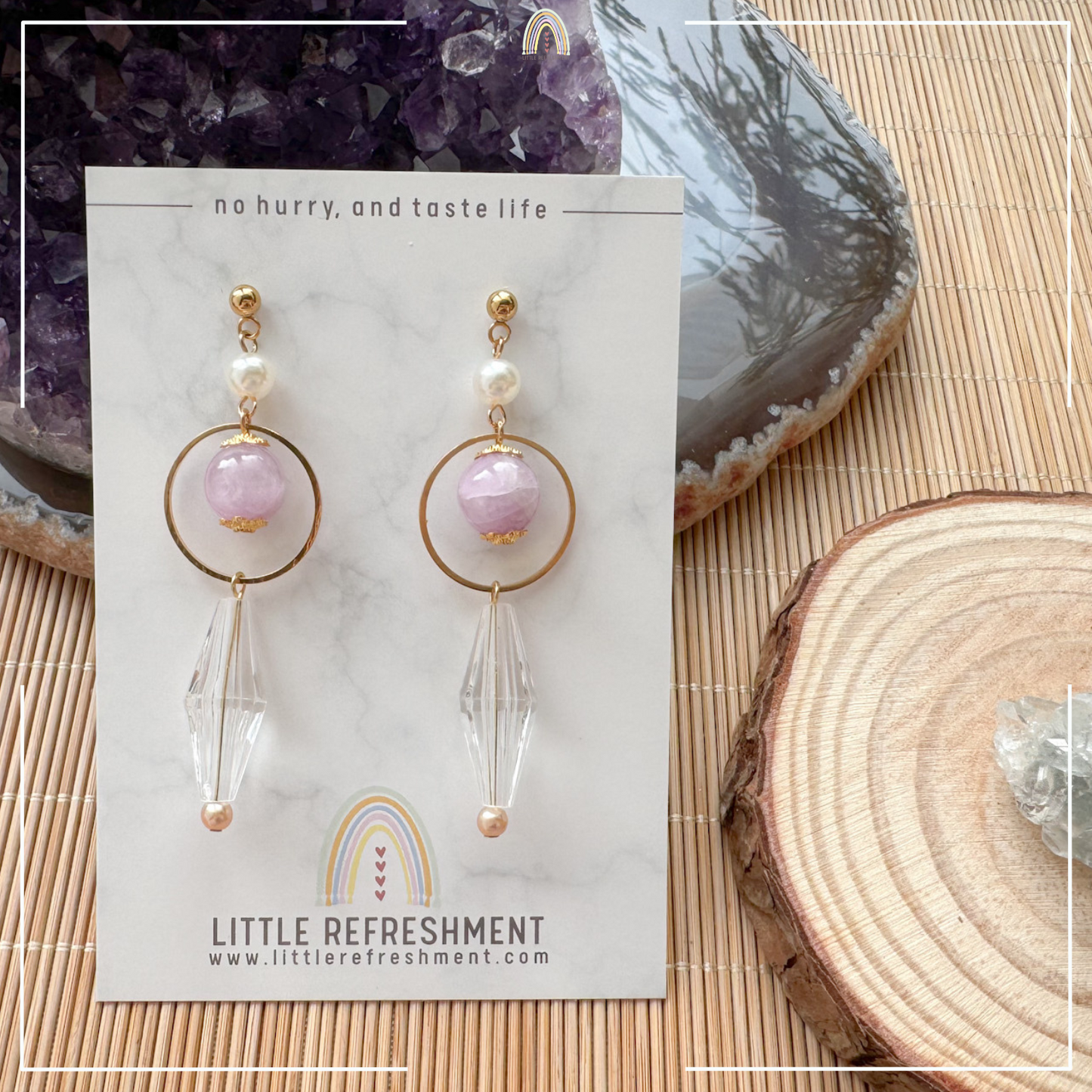 Drops of Blessings (L) | Kunzite ~10mm | Natural Stone Earrings