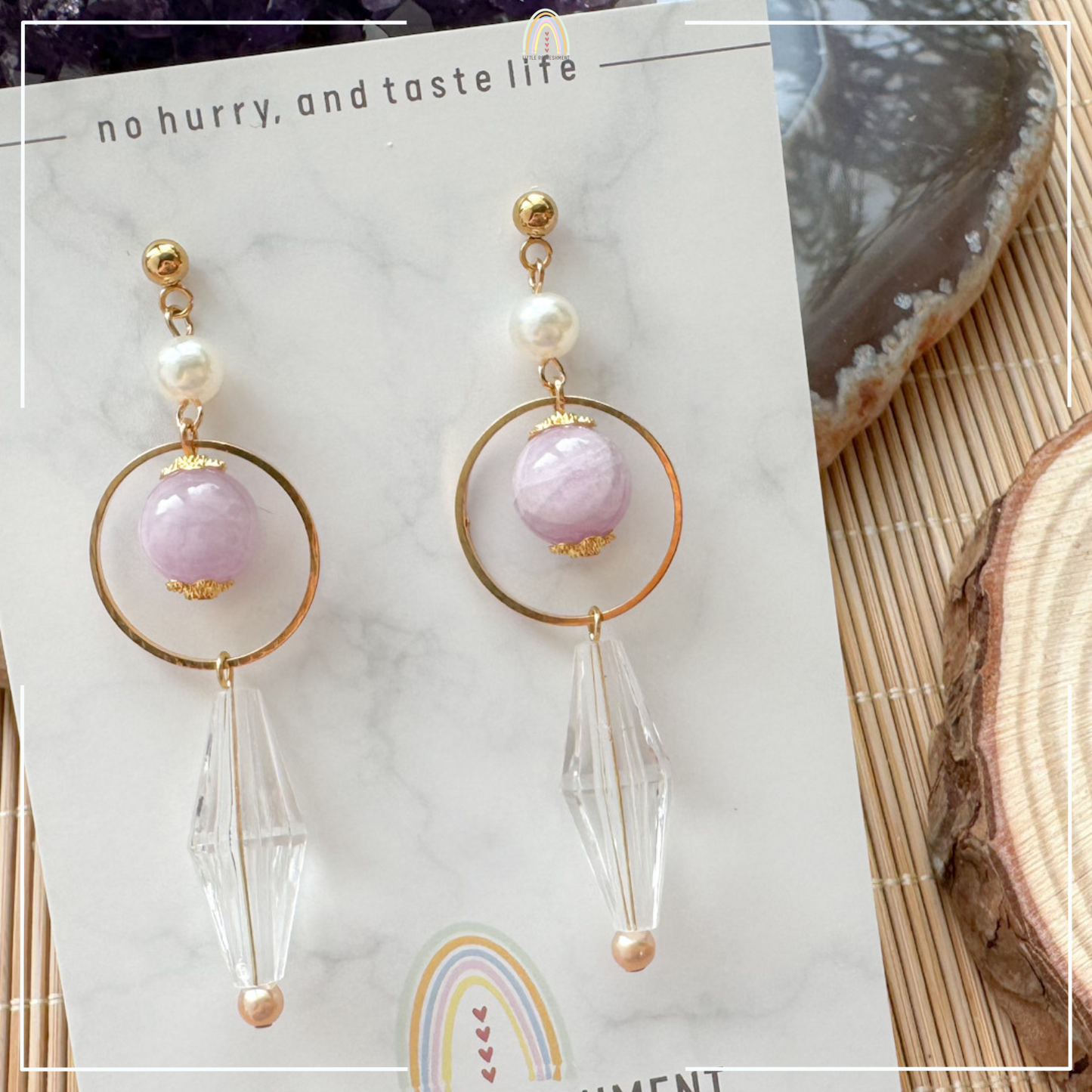 Drops of Blessings (L) | Kunzite ~10mm | Natural Stone Earrings