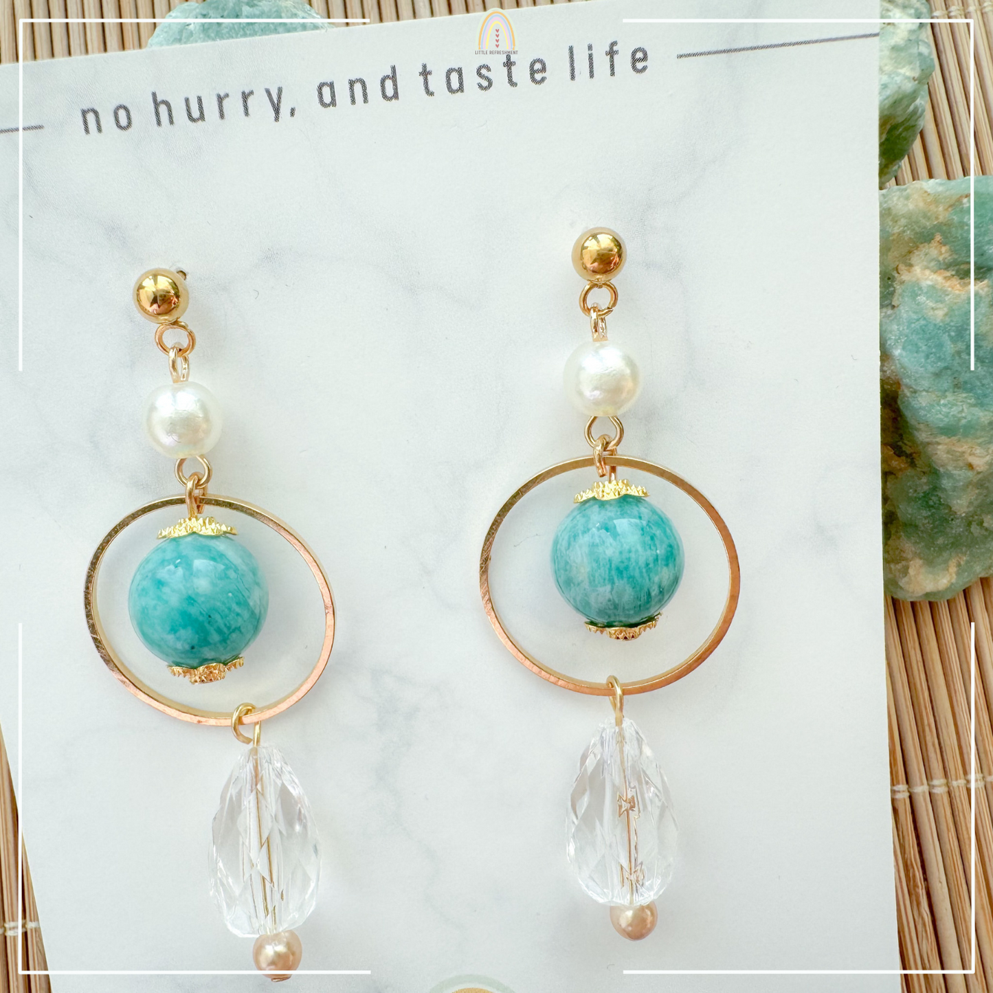 Drops of Blessings (S) | Amazonite ~10mm | Natural Stone Earrings